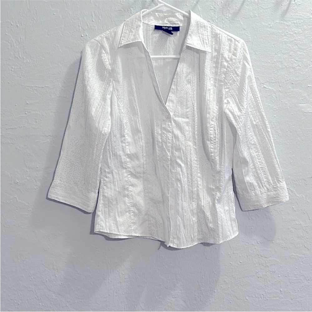 Style & Co Petite Women’s 3/4 White Blouse - 8P